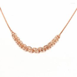 Catene 585 Oro viola lucido geometrico lucido in collana per donna Semplice classico placcato 14K Rose Light Luxury Jewelry