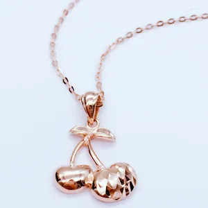 Chaines 585 Purple Gold Pendant plaqué 14K Rose Fashion Cerries Collier Exquis Sweet Women Bijoux Cadeau