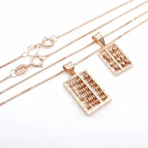 Chaînes 585 Purple Gold Plaqué 14K Rose Abacus Eckalce pour femme Pendentif Rétro Style chinois Exquis Parti Bijoux Cadeau