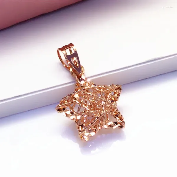 Chaînes 585 Purple Gold Plaqué 14K Rose Star Collier pour femme tridimensionnelle ligne creuse pendentif mode lumière bijoux de luxe
