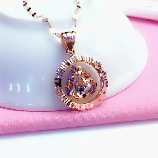 Chaines 585 Purple Gold Round Round Design tridimensionnel Pendre de chute d'eau 14K Neckalce pour la femme art des bijoux classiques