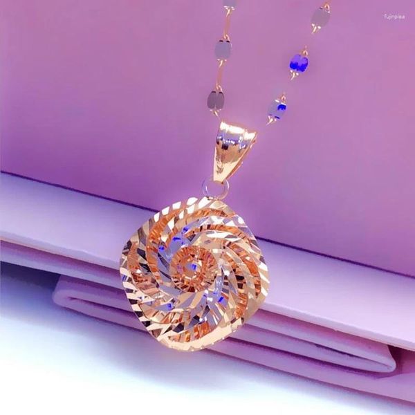 Chaînes 585 Purple Gold Brillant Géométrique Fleur Pendentif Mode 14K Rose Collier Pour Femme Exquis Bijoux De Mariage Cadeau