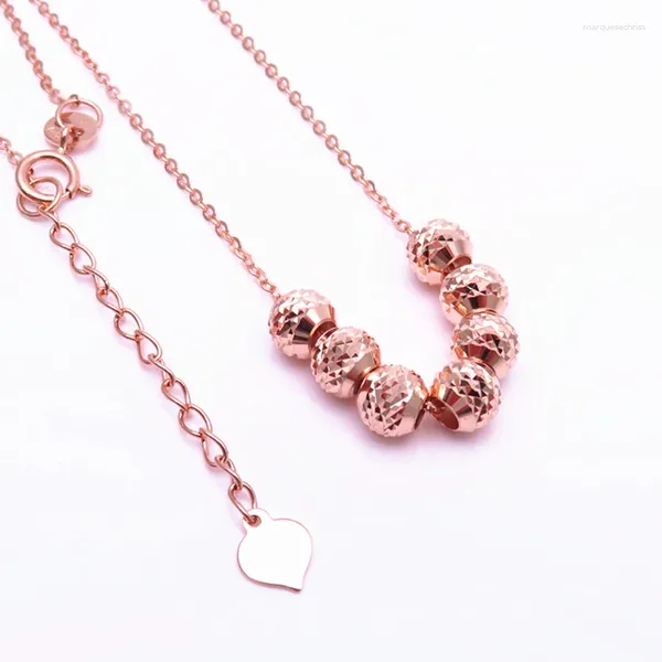 Cadenas 585 Púrpura Oro Brillante Multi-Bead Neckalce para mujer Simple 14K Rose Plateado Colgante Estilo Chino Joyería de fiesta