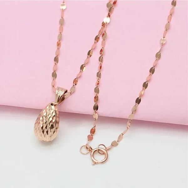 Chaînes 585 Purple Gold Simple Goutte d'eau Brillant Pendentif pour femmes Mode Plaqué 14K Rose Collier Banquet Bijoux