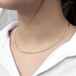Kettingen 585 Rose Gold Color Necklace for Women Serpentine Link Herringband Chain Dames DRPO sieraden Fashion 2mm DCN16