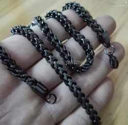 Chaines 5 mm 21,6 '' Collier de chaîne de liaison carrée en acier inoxydable noir noir pour hommes / garçon bijoux mari cadeaux