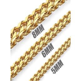 Cadenas 5 mm 6 mm 8 mm Oro Acero inoxidable Franco Box Curb Chain Link para hombres Mujeres Punk Collar 1830 pulgadas con Veet Bag197O8841110 Jewe Dhtgp