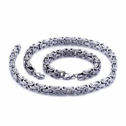 Kettingen 5Mm/6Mm/8Mm Brede Sier Roestvrij Staal Koning Byzantijnse Ketting Ketting Armband Heren Sieraden Handgemaakte Drop Levering Kettingen Pen Dhzpj