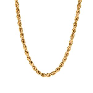 Chaines Collier de chaîne torsadée 5 mm Chunky Femmes Femmes 18 carats Gold en acier inoxydable Rope Choker pour les chains de bijoux de hanche