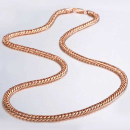 Kettingen 5 mm ketting voor vrouwen mannen 585 Rose Gold Color Curb Cuban Link Chain Necklace Groothandel juwelen feestjes 45cm-60cm GN162 D240509