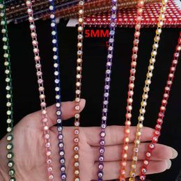 Chaînes 5MM décoration de costume cousue à la main unique le long de la chaîne en cristal de haute qualité filet rouge mode coloré Flash diamant dentelle
