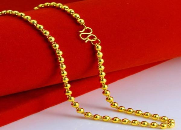 Cadenas Collar de cadena de cuentas sólidas de 5 mm 24k Gold Mens Womens 1968 pulgadas Long2330831