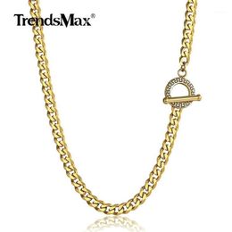 Kettingen 5mm Rvs Ketting Cubaanse Curb Link Ketting Voor Mannen Vrouwen Toggle Sluiting Mode Hip Hop Sieraden TNS007031249I