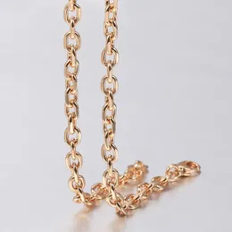 Cadenas 5 mm para mujer Niñas 585 Collares de cadena de cable de color oro rosa Moda Collar de gargantilla simple 50/60 cm Regalos de joyería vintage LCN50