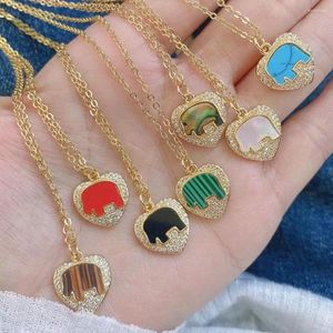 Kettingen 5 stks kleurrijke email hartvorm ketting ketting messing sieraden goud vergulde olifant zirkoon hanger voor vrouwen