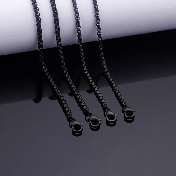 Chaînes 5pcs Lot 3mm 18-32inch IP Black Box-Rolo Chaîne Collier En Acier Inoxydable Bijoux Hommes