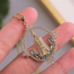 Chaînes (5pcs / lot) Cuivre Lady Of Aparecida Collier Pour Femmes Cadeau CZ Chamrs