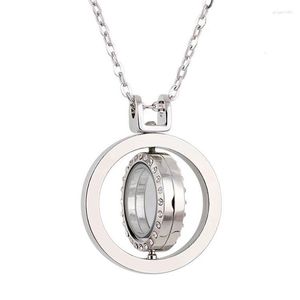 Chaînes 5 PCS/Lot rond ouvrable rotatif magnétique verre médaillon collier pendentif avec chaîne pour femmes bijoux cadeau d'anniversaire