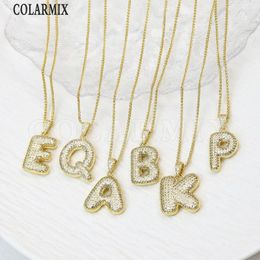 Cadenas 5 piezas Preciosas cartas de Zirconia Collar collar de oro Alphabeto Alphabet Women Chain Fiesta Regalo 52839