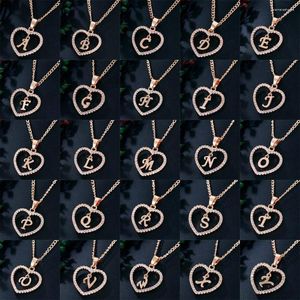 Kettingen 5PCS Womens Sieraden Naam Initialen Hart Hanger Ketting 26 Letters Zirkoon Liefde Kettingen Meisjes Geschenken De Eerste Accessoires