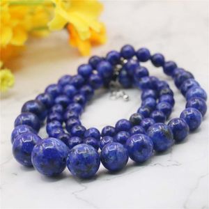 Chaînes 6-14mm Accessoires DarkBlue Lapis Lazuli Tour Collier Chaîne Pour Femmes Filles Cadeaux De Noël En Gros Fabrication De Bijoux 15inchChains