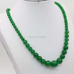 Chaînes 6-14mm vert malais calcédoine collier chaîne perles rondes femmes mode bijoux cadeaux de fête 18 pouces chanceux naturel StoneChains