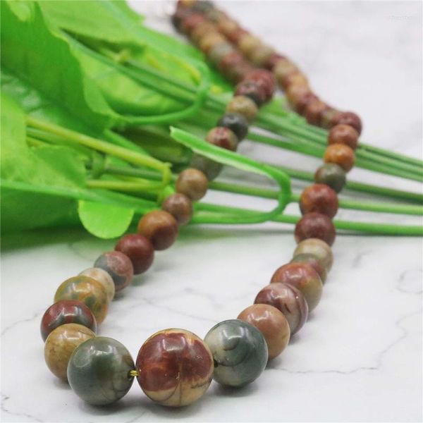 Chaînes 6-14mm multicolore Picasso pierre perles rondes collier mode bijoux cadeaux pour fille femmes naturel 18 pouces approvisionnement en gros