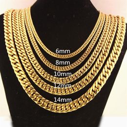 Ketten 6 8 10 12 14 17 19 mm Breite Trendige Goldkette für Männer Frauen Hip Hop Schmuck Edelstahl Panzerhalskette Jewellery2495