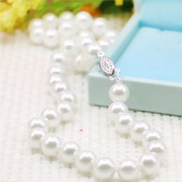 Chaînes 6/8/10/12/14mm rond blanc perle coquille collier femmes filles fait à la main fabrication de bijoux design accessoire de mode cadeaux pour mère