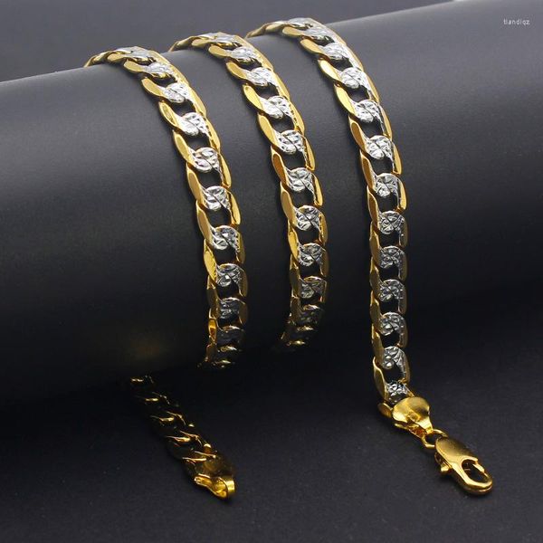 Chaînes 60 cm Or Argent 2 Couleurs De Luxe Chaîne Gourmette Hip Hop Colliers Anti Allergie Charme Lien Ras Du Cou Unique Bijoux Hommes Cadeaux En Gros