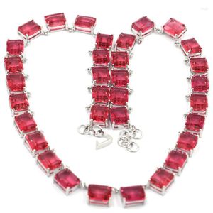 Chaînes 62g 925 collier en argent sterling massif rectangle rose kunzite topaze bleue suisse tourmaline usage quotidien