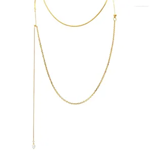 Chaînes 62 pouces Collier de chaîne réglable Femmes Gold Couleur en acier inoxydable Colliers de vacances Fashion Bijoux Chauquant OEM Fabricant