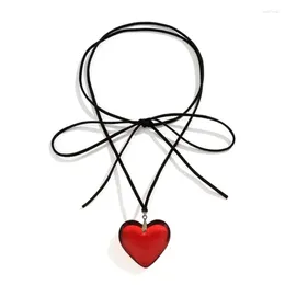 Cadenas 652F Simple Love Heart Collar estético Moda Cadena de clavícula Mujeres Niñas Joyería de boda Fiesta Regalo de cumpleaños