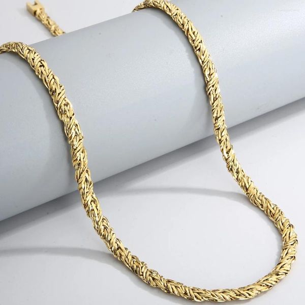 Cadenas 65 cm 6 mm collar de cadena trenzada para hombres chapado en oro negro gargantilla de acero inoxidable collares hiphop accesorios de joyería masculina