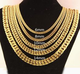 Chaînes 681012141719mm Largeur Chaîne en or à la mode pour hommes Femmes Hip Hop Bijoux Collier en acier inoxydable Bijoux5243518