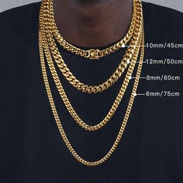 Catene 6mm 8mm 10mm 12mm Hip-Hop placcato oro 18k Miami catena a maglia cubana collana in acciaio inossidabile regalo per uomo donna gioielliChains 301Y