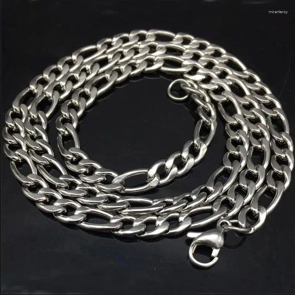 Cadenas 6 mm Tamaño personalizado 316L Collar de acero inoxidable Cadena Color Plata Figaro Joyería para hombre Regalos de Navidad 2024