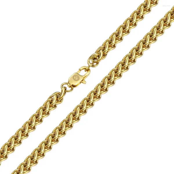 Cadenas Collar de color dorado de 6 mm para hombres Niños Acero inoxidable Trenzado Cadena de eslabones de trigo Collares Regalos de fiesta al por mayor HKN540