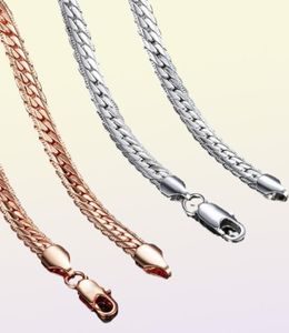 Kettingen 6 MM Ketting Gehamerd Platte Curb Cubaanse Rose Goud Zilver Kleur Voor Vrouwen Mannen Fanshion Sieraden Gift GN11117743834