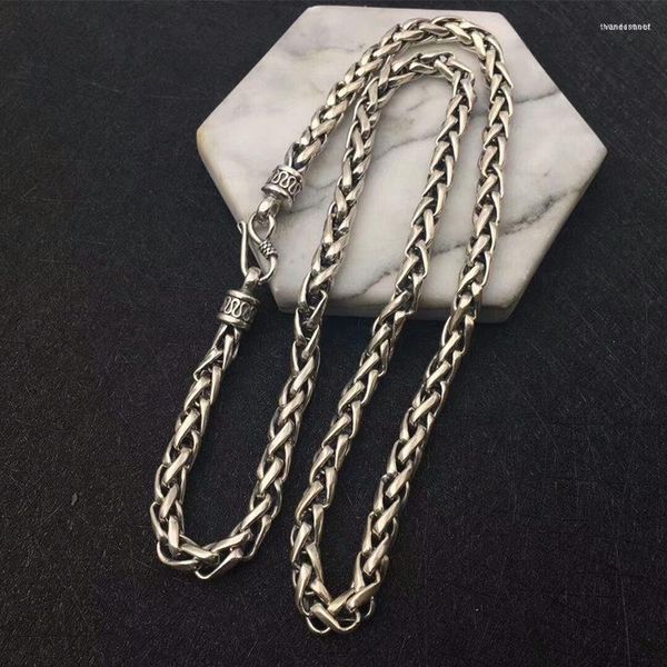 Cadenas de 6 mm de plata pura sólida 925 grueso collar de cadena gruesa para hombres audaz liso esterlina tejida regalos para hombres