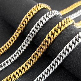 Chaînes 6mm Vintage en acier inoxydable épais lien chaîne collier pour hommes femmes or argent couleur classique double boucle tour de cou bijoux cadeau