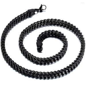 Kettingen 6mm Breedte Heren Roestvrij Staal Zwart Klassieke Vierkante Cubaanse Curb Schakelketting Heren Ketting Lang