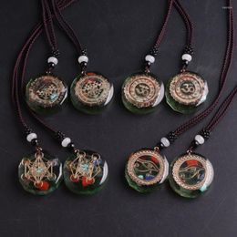 Chaînes 6 pcs Vert Chakra Orgone Énergie Pendentif Collier Guérison Pierre Naturelle Orgonite Résine Pendule Pendulo Pour Goutte