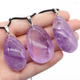 Chaînes 6pcs en gros irrégulier Reiki guérison naturelle améthyste pendentif collier pour la fabrication de bijoux bricolage accessoires corde chaîne charme GIF