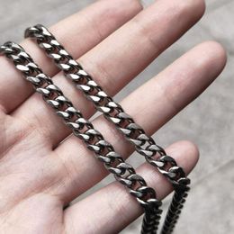 Cadenas de 7,0 MM de ancho, collar de eslabones de cadena curva de titanio puro sólido, cadenas gruesas de Hip Hop para hombres