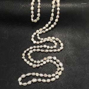 Cadenas 7-8MM collar de perlas naturales de agua dulce largo 120CM 160CM aceptar pedido cualquier longitud joyería clásica de moda para mujer única