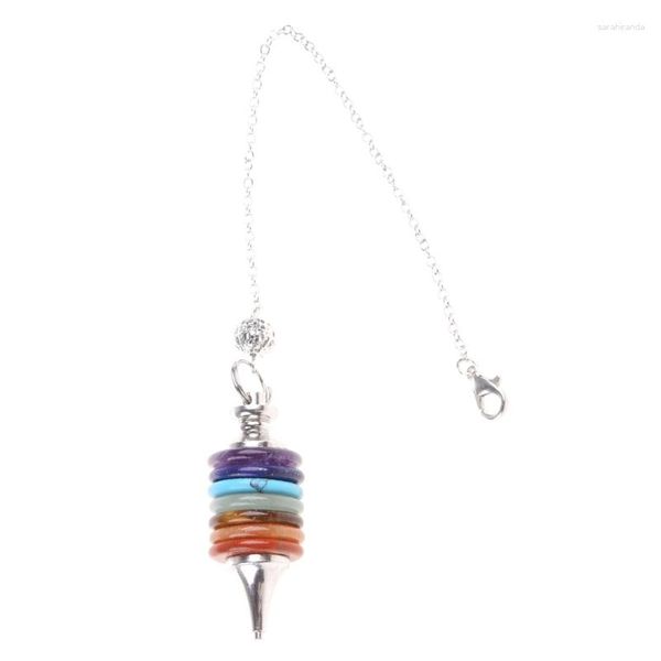 Cadenas 7 Chakra Reiki cristales curativos péndulo punto de energía colgante de piedra para radiestesia adivinación equilibrio joyería de moda