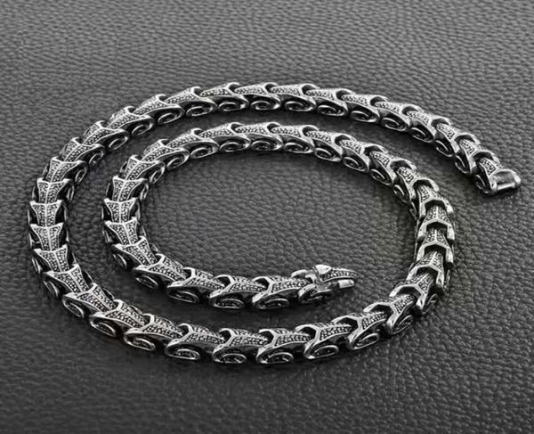 Cadenas 7524039039 Longitud Punk Vintage Men Viking Dragon Jewelry Hiphop 316L Acero inoxidable de acero inoxidable 2 Método de desgaste de amable Campo de cadena 6296810