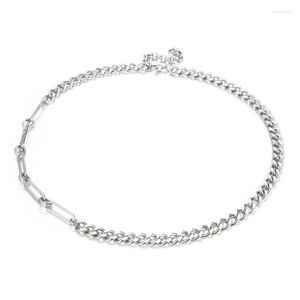 Chaînes 7 MM Cubain Chaîne Splice Collier Pour Hommes Hip Hop Lumière De Luxe Froid De Mode En Acier Inoxydable Serrure Os Bijoux En Gros