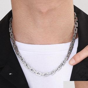 Cadenas Collar de cadena de doble capa de 7 mm de ancho para hombres Oro blanco de 14 quilates 45/50/55/60/65 cm de largo Collares para hombre Gargantilla Hombre Kpop Hiphop Drop De Otuii